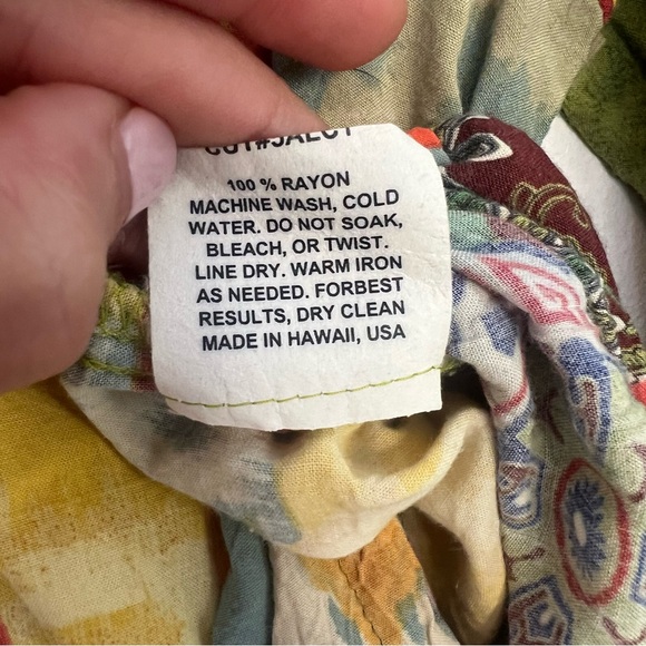 Vintage Jams World Casual Button Front Shirt Womens Small Green Floral Patchwork - Picture 9 of 10